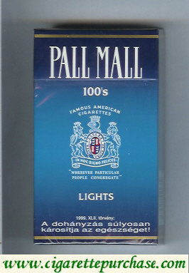 Pall Mall Famous American Cigarettes Lights 100s cigarettes hard box